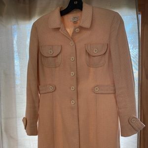 Vintage Ann Taylor Loft Peach and cream checkered coat 3/4